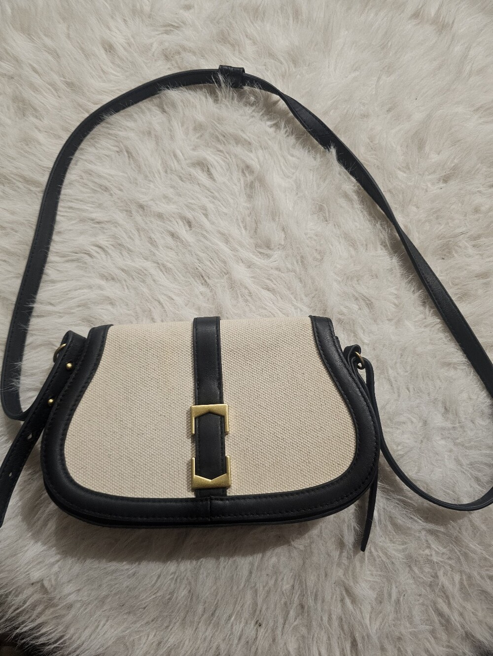 Vince Camuto Black Leather Shoulder Crossbody with Gold Hardware